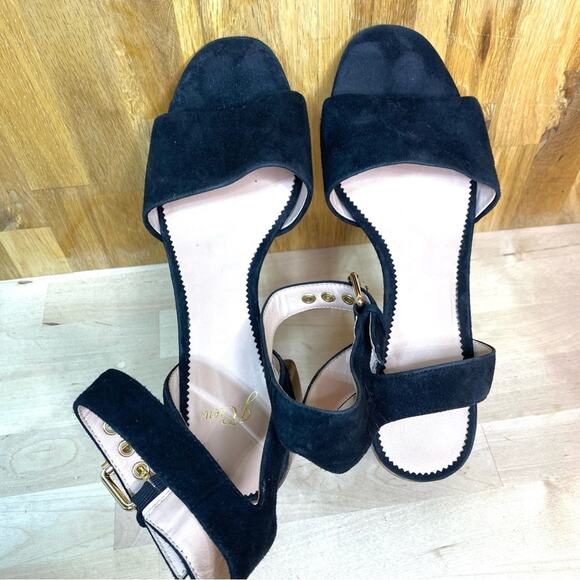 J Crew Penny Buckled Ankle Strap Sandals in Black Suede - Picture 7 of 11